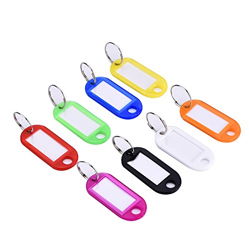 Multi-colores Etiquetas con Llaveros Llavero de Plastico con Etiquetas con Anillo llavero, 100 Piezas