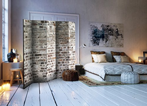 murando Biombo Ladrillo 225x172 cm de Impresion Unilateral en el Lienzo de TNT de Calidad Decoracion Foto Biombo de Madera con Imagen Impresa Separador Grande Home Office Gris f-A-0411-z-c