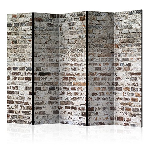 murando Biombo Ladrillo 225x172 cm de Impresion Unilateral en el Lienzo de TNT de Calidad Decoracion Foto Biombo de Madera con Imagen Impresa Separador Grande Home Office Gris f-A-0411-z-c
