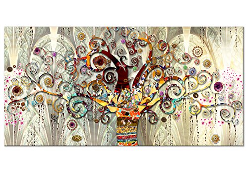 murando Cuadro en Lienzo Gustav Klimt 140x70 cm 1 Parte Impresión en Material Tejido no Tejido Impresión Artística Imagen Gráfica Decoracion de Pared Arbol Piedras Arte l-A-0033-b-a