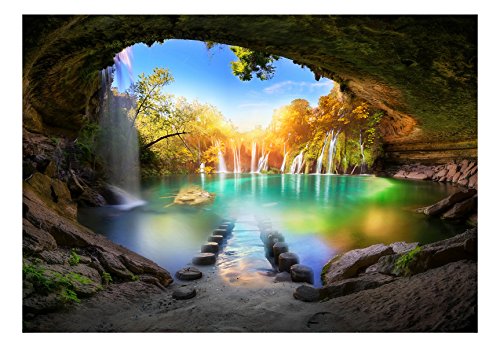 murando Fotomurales Paisaje Cueva 300x210 cm XXL Papel pintado tejido no tejido Decoración de Pared decorativos Murales moderna de Diseno Fotográfico Cascada Naturaleza c-A-0127-a-a
