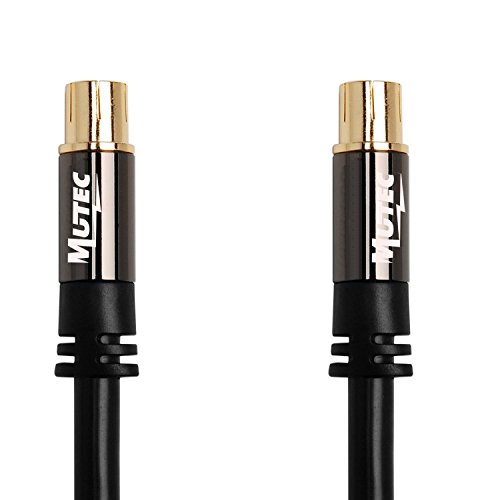 MutecPower 2m de Cable para TV/AV Antena coaxial Macho a Hembra coaxial Pair - HDTV/Full HD con Oro Conectores y Tapas de Metal Plateado - 2 Metros Negro