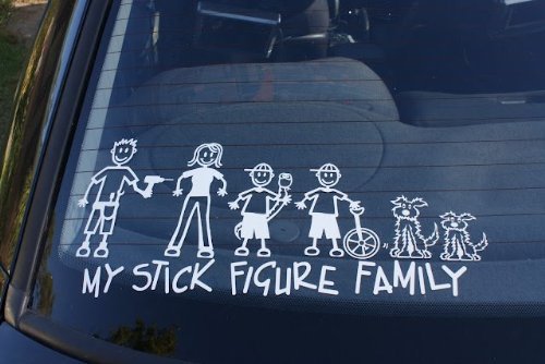 My Stick Figure Family - Mis Pegue la Figura Familia de Coches Pegatina de Vinilo Ventana Perro con la Bola PD4