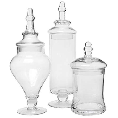 MyGift Juego de 3 tarros Cristal Transparente, para decoración de Bodas, bufet, Caramelos