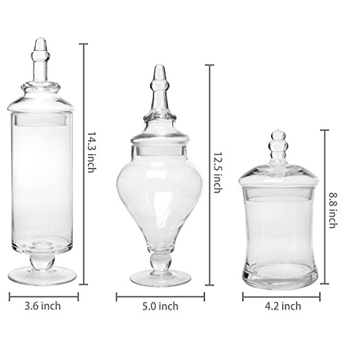 MyGift Juego de 3 tarros Cristal Transparente, para decoración de Bodas, bufet, Caramelos