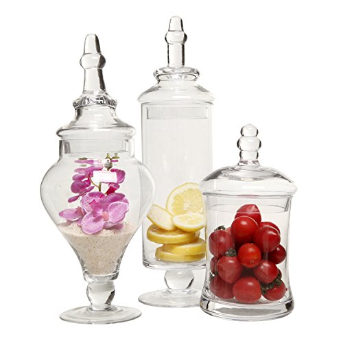 MyGift Juego de 3 tarros Cristal Transparente, para decoración de Bodas, bufet, Caramelos