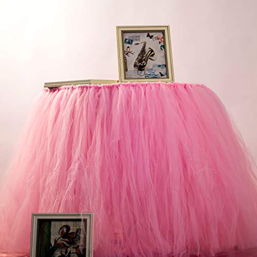 MYMM Falda de Mesa, Gasa de Escritorio romántica de Tul, decoración de Mesa, Mantel de Copo de Nieve del país de Las Maravillas, para Baby Shower, Boda, cumpleaños, día de San Valentín Navidad (3FT)