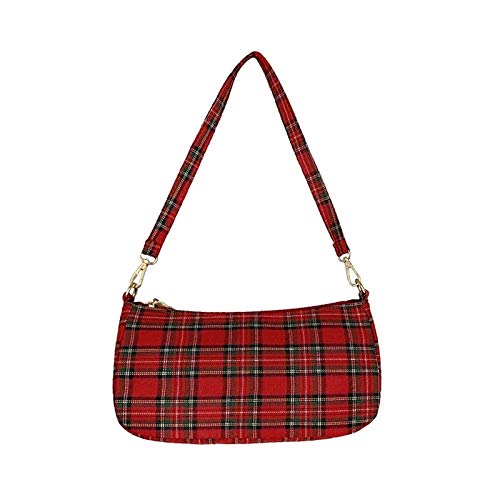 N / A Bolso de Hombro de Marca Famosa Bolsos a Cuadros Retro Vintage Elegante Dama Francesa Bolso de Mano pequeño Totalizador 24.5 * 14 * 5 cm