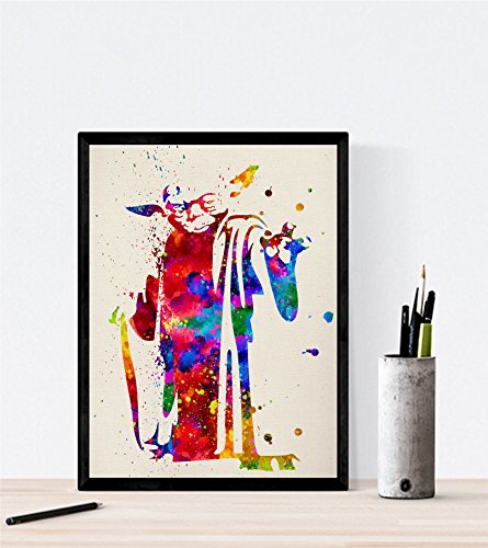 Nacnic Set de 4 láminas para enmarcar Star Wars Estilo Acuarela. Posters con imágenes de la Guerra de Las Galaxias. Decoración de hogar. Papel 250 Gramos Llena de Estilo tu casa