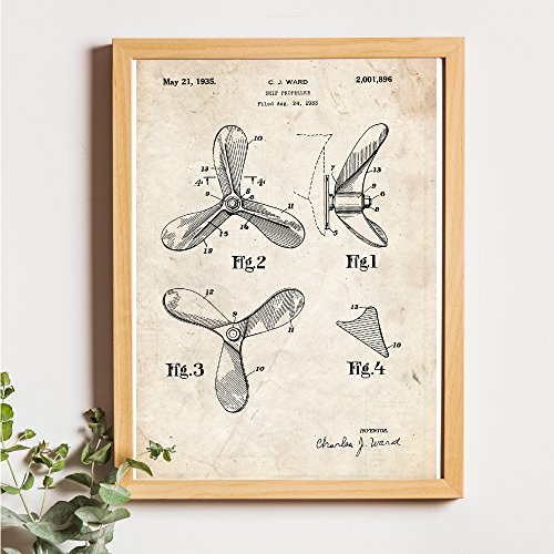 Nacnic Vintage - Pack de 4 Láminas con Patentes de Barcos. Set de Posters con inventos y Patentes Antiguas. Elije el Color Que Más te guste. Impreso en Papel de 250 Gramos