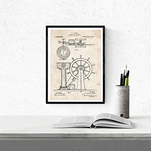 Nacnic Vintage - Pack de 4 Láminas con Patentes de Barcos. Set de Posters con inventos y Patentes Antiguas. Elije el Color Que Más te guste. Impreso en Papel de 250 Gramos