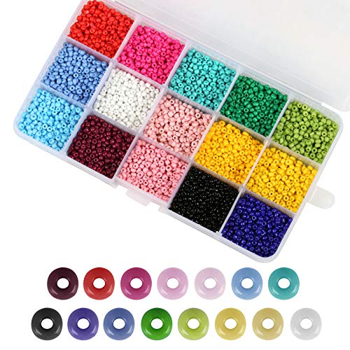 Naler 7500 Cuentas de Colores 3mm Mini Cuentas y Abalorios Cristal para DIY Pulseras Collares Bisutería (15 Colores)