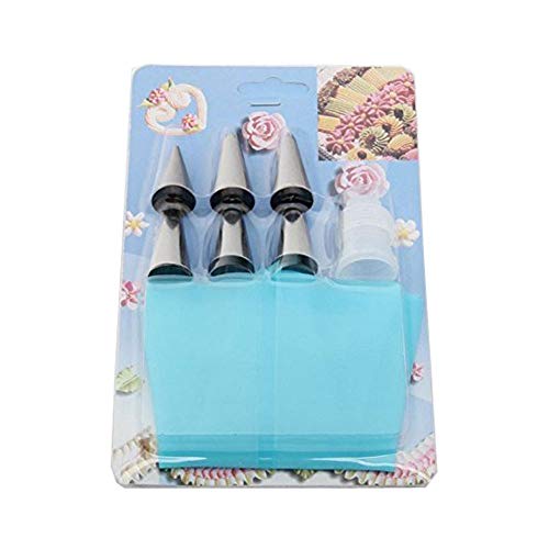 NANHONG Fondant Cake Diy Decoración Herramientas Set Kit 6Pcs Decoración de Pasteles Tips Set 1 Manga Pastelera de Silicona Reutilizables Manga Pastelera de Repostería 1 Manga Pastelera Consejos par