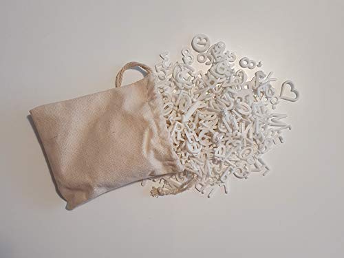 Nanima Home Decor - Set de letras, números, símbolos, 2 cm, color blanco, precortado, para escribir de fieltro, pizarra de letras