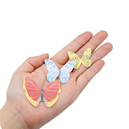 NATEE 42pcs Mariposa Comestible, Adorno Comestible para Tartas, Papel Comestible, Cupcake Toppers Decoración Creativa de Postre Papel Glutinoso 3D Realista 5 4 3cm para Tarta de Boda Cumpleaños