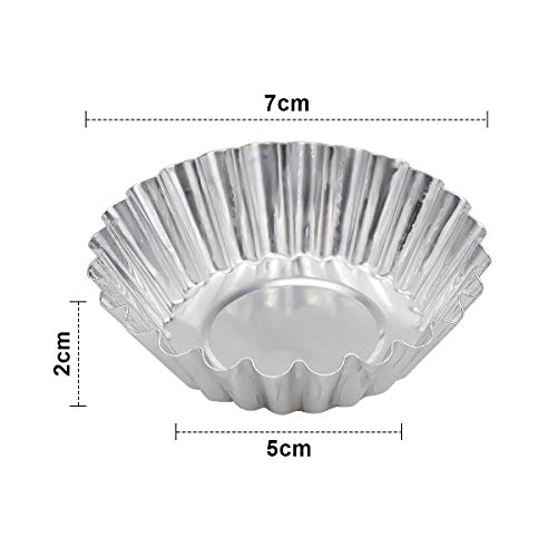 NATUCE 30 Piezas Molde de Tartaleta de Huevo Aluminio, Moldes Mini Tartaletas,Molde para Magdalenas, Moldes para Hornear, Molde del Pudin para Galletas,no Adhesivo y Reutilizable, Plateado