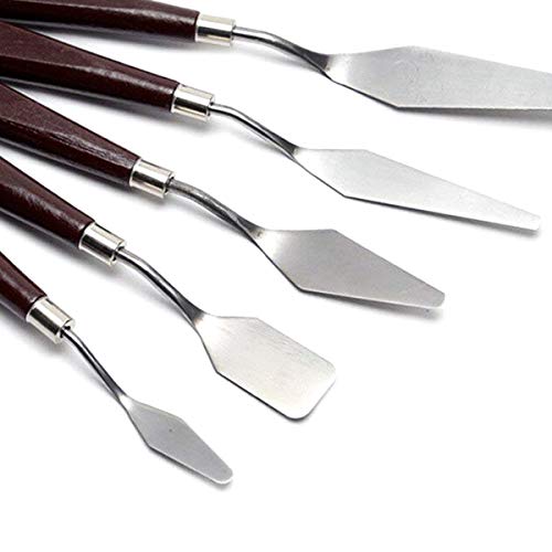 Natuce 5PCS pintura al óleo Espátula Cuchillos de Paletas Acero Inoxidable, Mixto Pintura espatulas, accesorios para pintura al óleo Painting Scrapers para Artista Pintura Al óleo de Color Mezclado