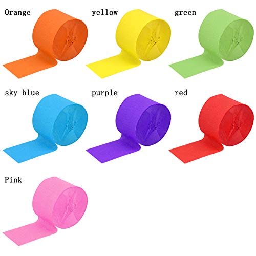 NATUCE Serpentinas Fiesta, 7 Rollos 4,5 cm x 25 m Papel Crepé, Serpentinas de Papel Colores, Serpentinas Decoraciones para Fiestas, Cumpleaños, Bodas y Festivales