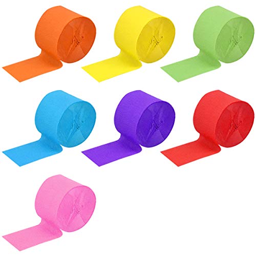 NATUCE Serpentinas Fiesta, 7 Rollos 4,5 cm x 25 m Papel Crepé, Serpentinas de Papel Colores, Serpentinas Decoraciones para Fiestas, Cumpleaños, Bodas y Festivales