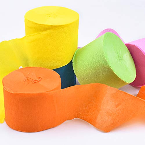 NATUCE Serpentinas Fiesta, 7 Rollos 4,5 cm x 25 m Papel Crepé, Serpentinas de Papel Colores, Serpentinas Decoraciones para Fiestas, Cumpleaños, Bodas y Festivales