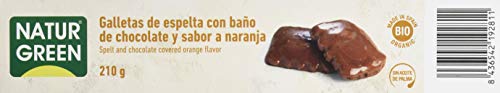 NaturGreen Galletas de Espelta con Baño de Chocolate y Sabor a Naranja