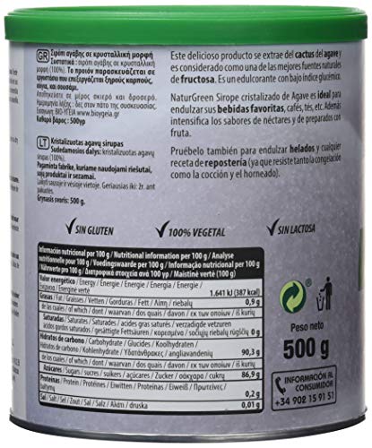 Naturgreen, Sirope cristalizado de Agave, 2 Paquetes de 500gr - Total: 1 kg