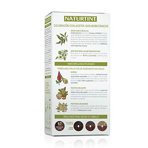 Naturtint PT0415ES0022 Tinte sin Amoniaco Ingredientes Vegetales, Tono 6.7 Chocolate Claro, 170 ml