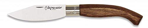 Navaja Extremeña Punta Clasica Mango de Madera Hoja de Acero INOX inoxidable de 10 cm para Camping, Caza, Pesca, Supervivencia y Bushcraft Extremaña 01407 + Portabotellas de regalo