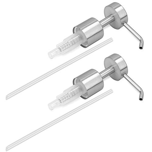 Navaris 2X Dispensador de jabón líquido - Set de 2X Recambio de dosificador de Acero Inoxidable de Repuesto - Cabezal para Botellas de 26-28 MM