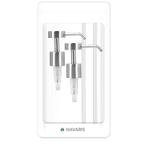 Navaris 2X Dispensador de jabón líquido - Set de 2X Recambio de dosificador de Acero Inoxidable de Repuesto - Cabezal para Botellas de 26-28 MM
