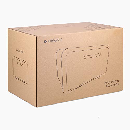 Navaris Caja para Pan de Metal- Panera Vintage para la Cocina - Caja con diseño Retro para Guardar Pan - Contenedor con Tapa y asa de Madera - Crema