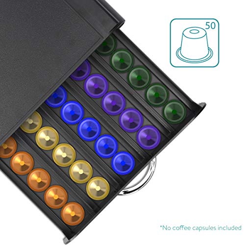 Navaris Dispensador de cápsulas de café Nespresso - Cajón para cafetera de cápsulas - Organizador con Capacidad para 50 cápsulas