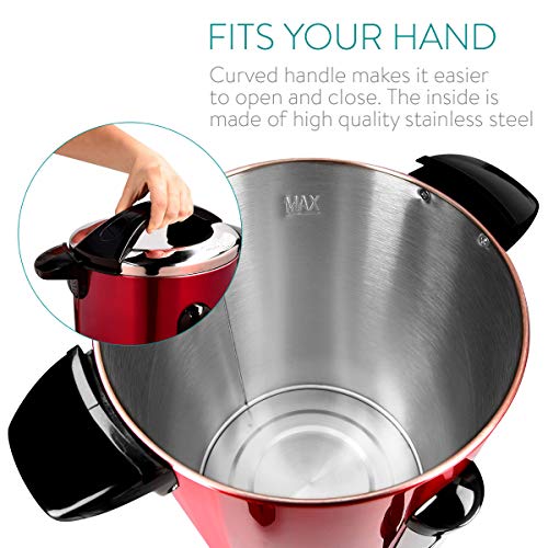 Navaris Hervidor de agua eléctrico de 10L con grifo - Dispensador de bebidas calientes con termostato - Olla eléctrica para té café y vino - rojo