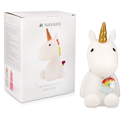Navaris lámpara nocturna LED con diseño de unicornio - luz de color cambiante para niños bebés - unicornio blanco con colgante - luz para dormir