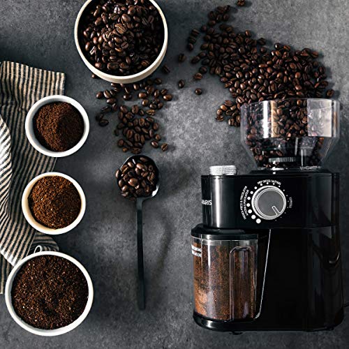Navaris Molinillo de café eléctrico - Molino Regulable de Granos de café Semillas Frutos Secos o Especias - Moledor Profesional para hasta 14 Tazas