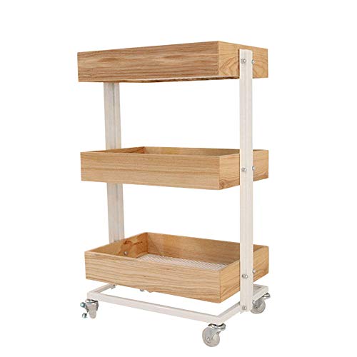 NBCDY Estante de Carrito de bocadillos, Utilidad de Metal móvil Multifuncional de 3 Niveles, Estante de panadería Enrollable Vintage, Carrito de Metal rodante para estantería de Belleza Estantería