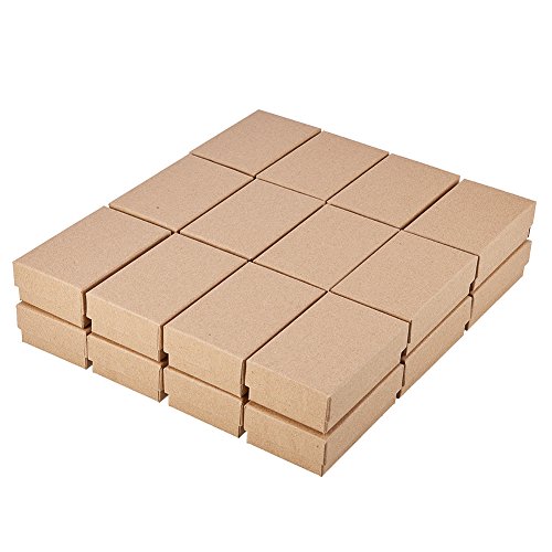 NBEADS 24 Piezas Caja de Joyas de Cajas de Cartón de Rectángulo de Kraft Marrón para Exhibición de Regalos de Anillo de Collar, 8X5X3 Cm