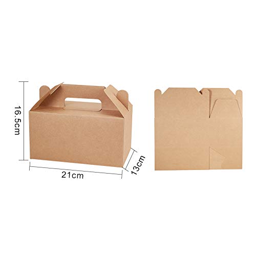 NBEADS Caja de Papel Kraft, 10 Unidades Caja de Cartón de Papel de Pastel de Caramelo Caja de Cartón de Embalaje para Regalo de Fiesta de Boda con Mango, Tierra de Siena, 21x13x16.5cm