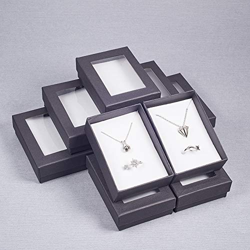 NBEADS Caja de Ventana de Papel, Caja de Exhibición de Cartón de Joyería de 24 Pieza para Pendiente Collar Pulsera Embalaje de Regalo, 9x6.5x2.8 cm
