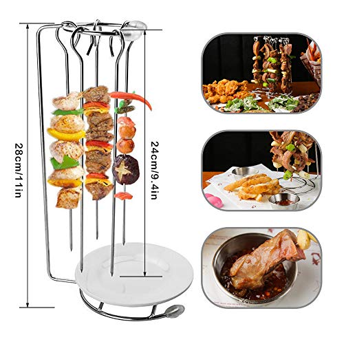 N/D Besylo Brocheta para barbacoas, 6pcs Acero Inoxidable Brochetas, Herramienta de Barbacoa Duradera y Reutilizable para Acampar al Aire Libre, Senderismo, Picnic (Estante Incluido)