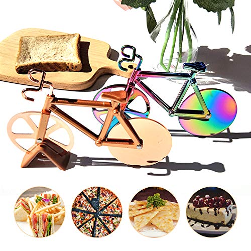 N/D Besylo Pizza con Forma de Bicicleta, Cortador de Pizza con Forma de Bicicleta con Soporte, Ruedas de Corte de Acero Inoxidable, Cortador de Pizza y Masa, para Utensilios de Cocina