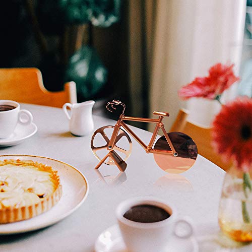 N/D Besylo Pizza con Forma de Bicicleta, Cortador de Pizza con Forma de Bicicleta con Soporte, Ruedas de Corte de Acero Inoxidable, Cortador de Pizza y Masa, para Utensilios de Cocina