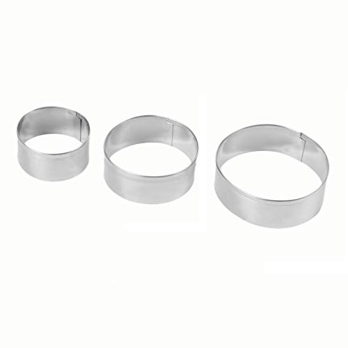 Ndier - Molde Redondo de Acero Inoxidable para Fondant de Galletas (3 Piezas)