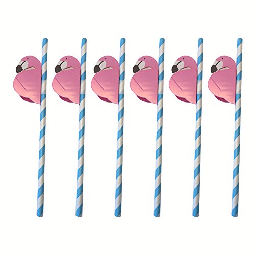 Ndier Pajita Flamingo, Paja de Papel de Beber Flamingo ecológica para decoración de Bebidas 25pcs