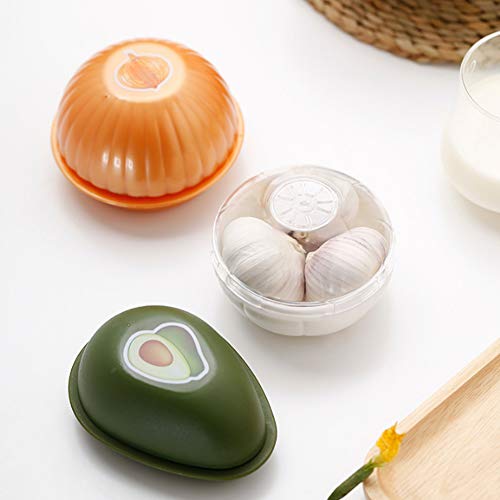 Ndier Veggie Fruit Shaped Savers Caja de Almacenamiento de Alimentos Caja de plástico con Tapa Transparente (Ajo)
