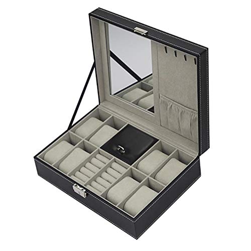 NECZXW1 Joyero de Cuero de PU de Alto Grado, Organizador de Reloj de 8 Ranuras multifunción, Terciopelo Suave, sensación cómoda, Resistente al Desgaste, sin decoloración