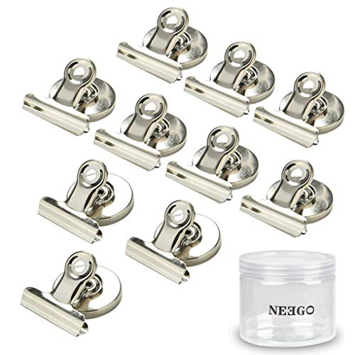 NEEGO Imánes Nevera Clip Refrigerador 10 Piezas Perfecto Imanes de Nevera Imanes de la Cocina Imanes de la Pizarra para la Escuela de la Oficina Casera (Plata) 
