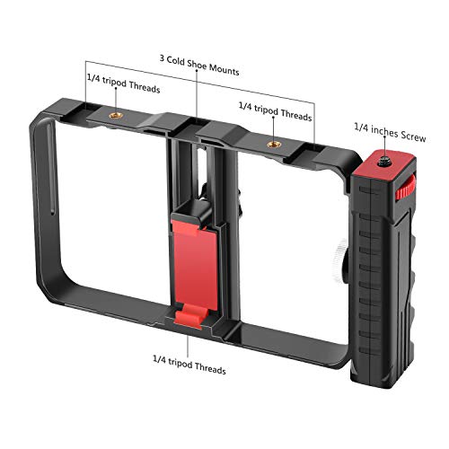 Neewer Plataforma Video Estabilizador Cámara Teléfono Estuche de Filmación Soporte Trípode de Agarre para Videomaker Film-Maker Video-grapher para iPhone 11 11 Pro 11 Pro MAX X XS Huawei Samsung