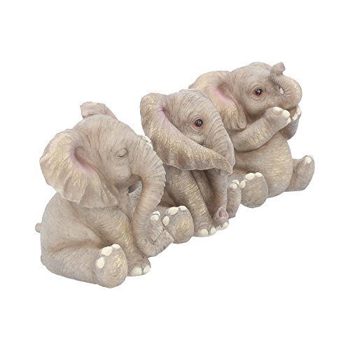 Nemesis Now - Figura Decorativa (12 cm), diseño de Elefantes, Color Gris