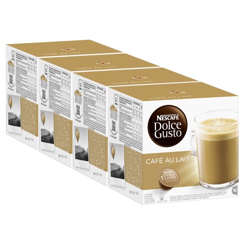 Nescafé Dolce Gusto Café con Leche, Paquete de 4, 4 x 16 Cápsulas